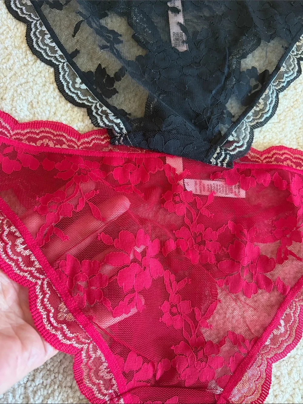 Victoria's Secret Lace Bikini Dream Angel Panties - Black & Red, S
